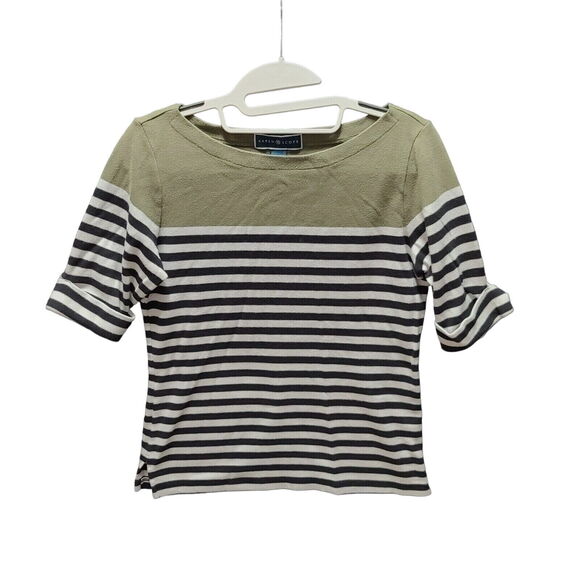 Karen Scott Womens Top Multi-Color Size Small Cotton Blend Striped Pullover - Picture 1 of 12